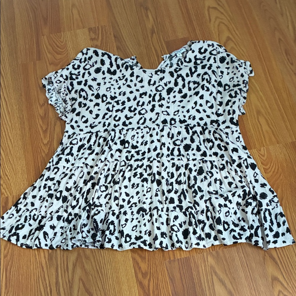 Leopard Print Ruffle Top